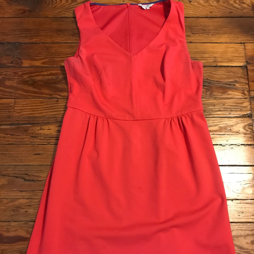 Boden Coral Red Sleeveless V-Neck Dress